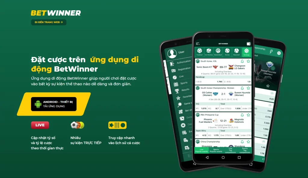 Ứng dụng di động BetWinner cho người chơi Việt Nam